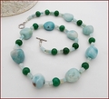 Amazonite with Green Aventurine Knotted Necklace (LS116)