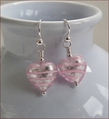 Murano Pink Swirl Heart Pendant and Earrings Set (SM115)