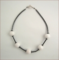 Hematite and White Jade Necklace (SM62)