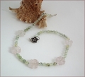 Rose Quartz Flowers with Prehnite Necklace (CG57)