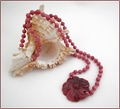 Dusky Pink Rhodonite Flower Pendant Necklace (CG64)