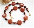 Goldstone Coins Necklace & Earrings (LS107)