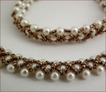 Pearl and Bronze Necklace Bracelet & Earrings Set (BW61)