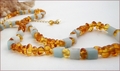 Amber and Amazonite Necklace & Earrings (D57)