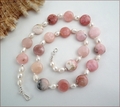 Pink Opal & Pearl Knotted Necklace & Earrings CG66