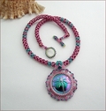 Dionysos Nymph Magenta/Teal Dragonfly Necklace (BWD06)