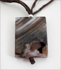 Dark Brown Sakura Agate Pendant on Silk Necklace (CGS07)