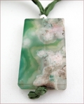 Olive Green Sakura Agate Pendant on Silk (CG08)