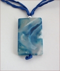 Blue with White Sakura Agate Pendant on Silk (CGS11)