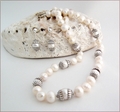 Baroque Pearls with Sterling Silver Knotted Necklace and Earrings Set (SM136)