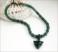 'Zamarad' Emerald Green Beadwork Pendant Necklace (BW104)