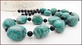 Chrysocolla Pebbles with Matt Black Onyx Knotted Necklace (LS115)