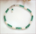 Emerald and Pearl Necklace, Bracelet and Earrings Set (CG50)