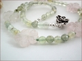 Rose Quartz Flowers with Prehnite Necklace (CG57)