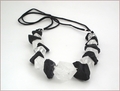 Raw Rock Crystal and Onyx Necklace on Silk (WB27)