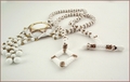 Charlotte White and Gold Dangles Necklace (BLBN35)