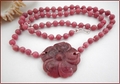 Dusky Pink Rhodonite Flower Pendant Necklace (CG64)