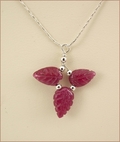 Ruby Leaf Necklace and Earrings Set  (SM74)