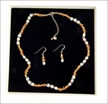 Amber and Amazonite Necklace & Earrings (D57)