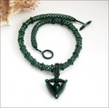 'Zamarad' Emerald Green Beadwork Pendant Necklace (BW104)