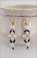 Cleo: Vintage Lapis Blue Seed Beads with Glass Pearls Necklace & Earrings Set (WB004)