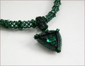 'Zamarad' Emerald Green Beadwork Pendant Necklace (BW104)